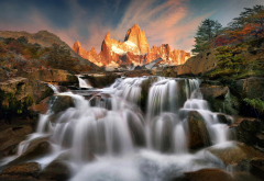 argentina, patagonia, mountains, stones, waterfall wallpaper