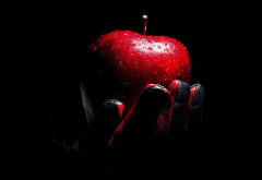 apple, hand, minimalism, food, fruit, red apple wallpaper