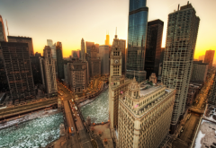 Chicago, hdr, skyscrapers, usa, city, sunset, Illinois wallpaper