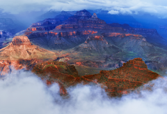 grand canyon, clouds, rock, nature wallpaper