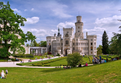 hluboka castle, castle, park, czech republic, city, grass wallpaper