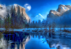 yosemite national park, california, winter, landscape, art wallpaper