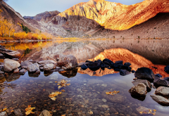 lake, autumn, lake convict, mount morrison, nature, usa, california, reflection wallpaper