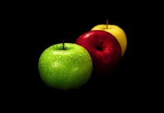 apples, food, apple, dark background wallpaper