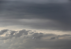 nature, landscape, minimalism, sky, clouds, airplane, aircraft wallpaper