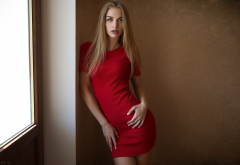 blonde, women, red dress wallpaper