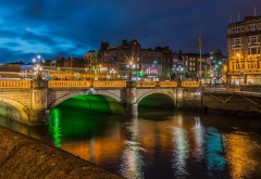 dublin, ireland, river, city, night, bridge wallpaper