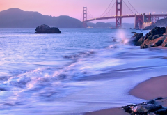 sea, beach, bridge, golden gate bridge, seaside, city, nature, california wallpaper