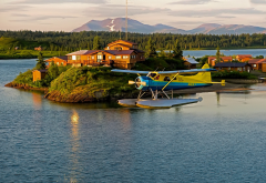 bristol bay, alaska, sportfishing lodge, airplane, flight, nature, island, fishing lodge, seaplane wallpaper