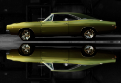 1968 dodge charger classics, dodge charger, dodge, cars, reflection, green cars wallpaper