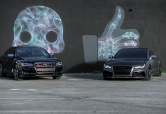 audi, cars, black car, like, skull wallpaper