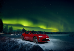 toyota, winter, sky, aurora borealis, cars, nature wallpaper