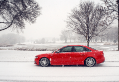 audi s4, audi, cars, snow, winter, red car wallpaper