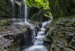 watkins glen state park, schuyler county, new york, rock, stone, waterfall, nature wallpaper