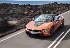 2018 bmw i8 roadster, bmw i8, cars, bmw, orange car wallpaper