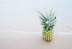 pineapples, beach,sea, fruit, food wallpaper