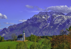 salzburg, nature, bavaria, mountains, sky, chapel, landscape, berchtesgadener-lands wallpaper