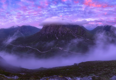 mountains, clouds, peak, scotland, purple sky, nature wallpaper