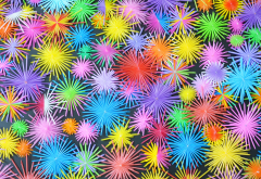 stars, snowflakes, bright, colorful wallpaper