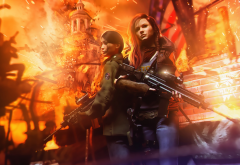 homefront: the revolution, weapons, art, girls, fire, video games wallpaper