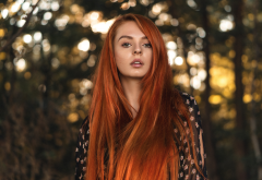redhead, log hair, women, model wallpaper