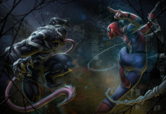 marvel comics, spider-man, venom, artwork wallpaper